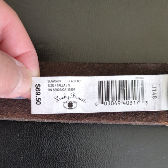 Lucky Brand Black Leather Belt Modern Design, Small - Picture 2 of 5